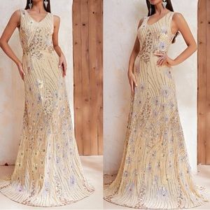 Elegant Cream Beaded Wedding Dress